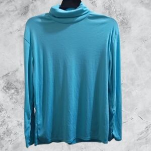 Longbida Blue Turtleneck Long Sleeve Top